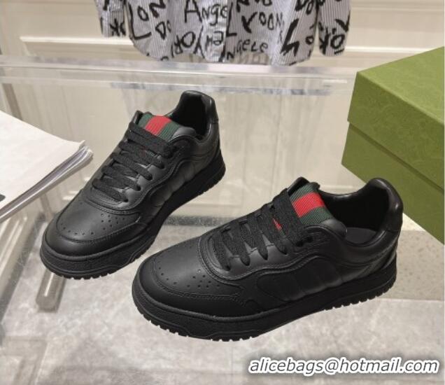 Sophisticated Gucci Re-Web Sneakers in Leather Black/Web 1119104