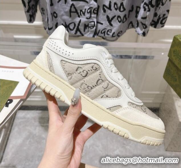 Big Enough Gucci Re-Web Sneakers in Leather and GG Canvas White/Grey/Silver 1119110