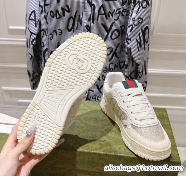 Big Enough Gucci Re-Web Sneakers in Leather and GG Canvas White/Grey/Silver 1119110