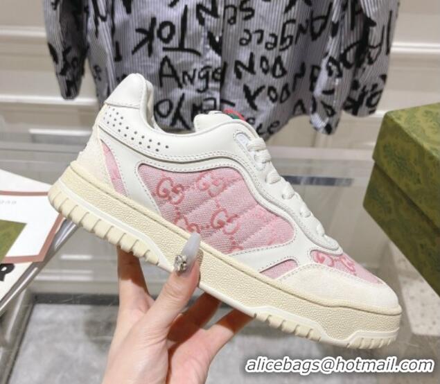 Buy Luxury Gucci Re-Web Sneakers in Leather and GG Canvas White/Light Pink 1119111