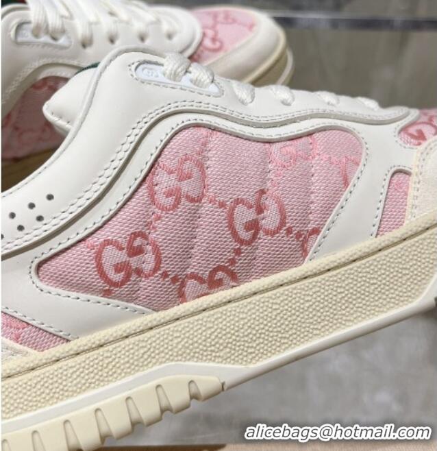 Buy Luxury Gucci Re-Web Sneakers in Leather and GG Canvas White/Light Pink 1119111