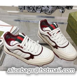 Most Popular Gucci Re-Web Sneakers in Patent and Leather Burgundy 1119112