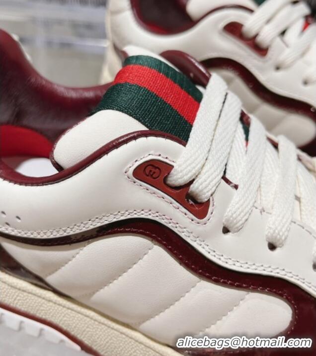 Most Popular Gucci Re-Web Sneakers in Patent and Leather Burgundy 1119112