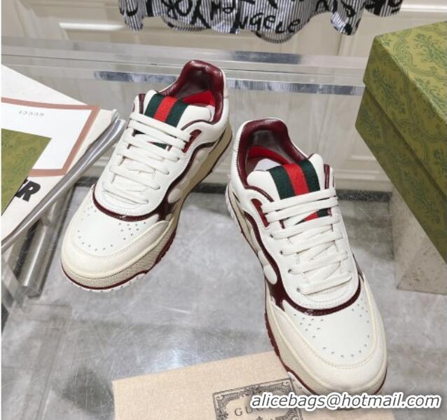 Most Popular Gucci Re-Web Sneakers in Patent and Leather Burgundy 1119112