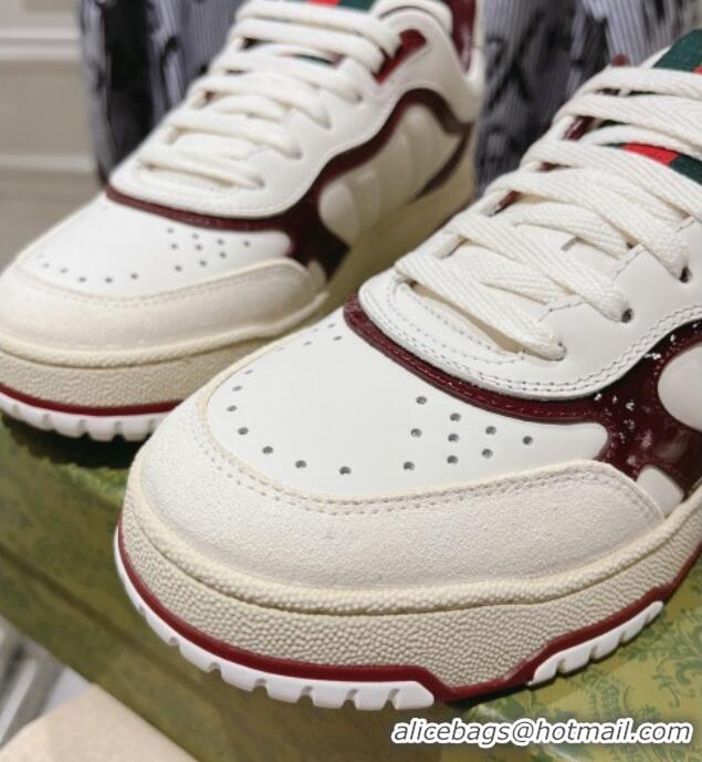 Most Popular Gucci Re-Web Sneakers in Patent and Leather Burgundy 1119112