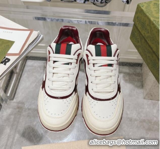 Most Popular Gucci Re-Web Sneakers in Patent and Leather Burgundy 1119112