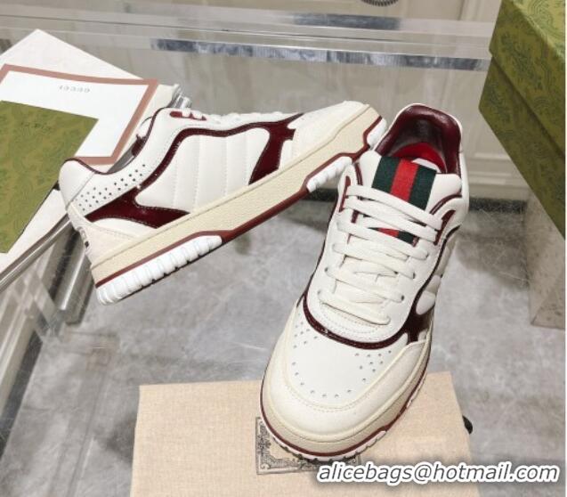 Most Popular Gucci Re-Web Sneakers in Patent and Leather Burgundy 1119112