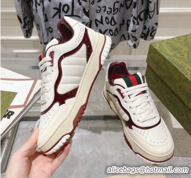 Most Popular Gucci Re-Web Sneakers in Patent and Leather Burgundy 1119112