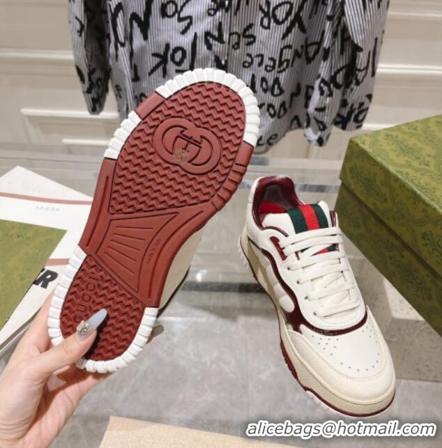 Most Popular Gucci Re-Web Sneakers in Patent and Leather Burgundy 1119112