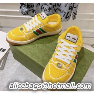 Unique Style Gucci Screener Trainer Sneakers in Yellow Neoprene with Web 1119119