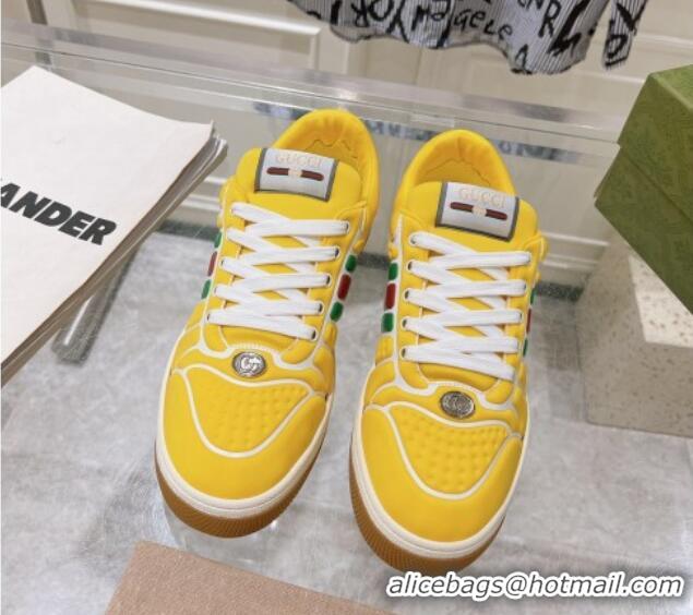 Unique Style Gucci Screener Trainer Sneakers in Yellow Neoprene with Web 1119119