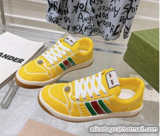 Unique Style Gucci Screener Trainer Sneakers in Yellow Neoprene with Web 1119119