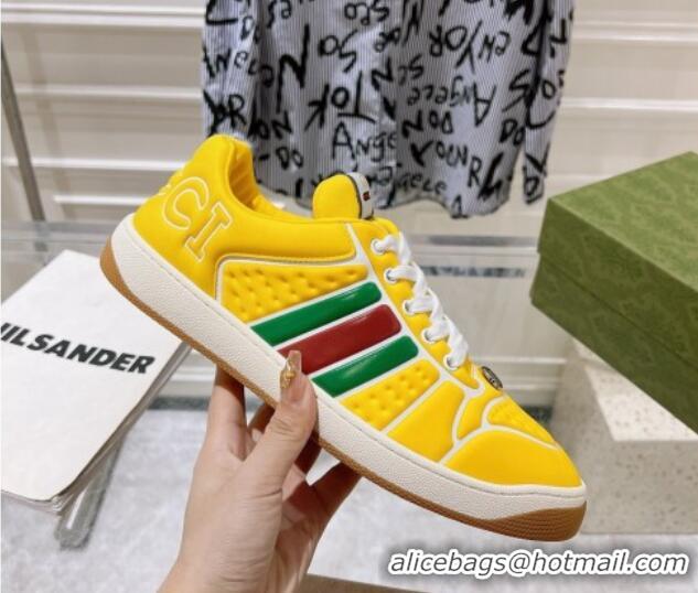 Unique Style Gucci Screener Trainer Sneakers in Yellow Neoprene with Web 1119119