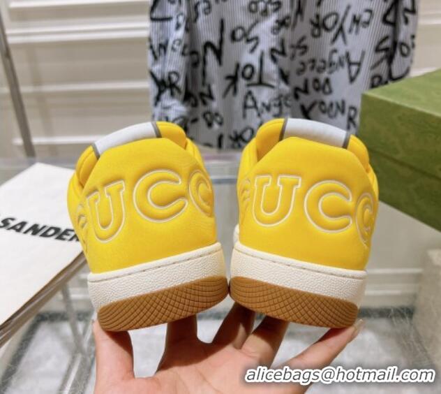 Unique Style Gucci Screener Trainer Sneakers in Yellow Neoprene with Web 1119119