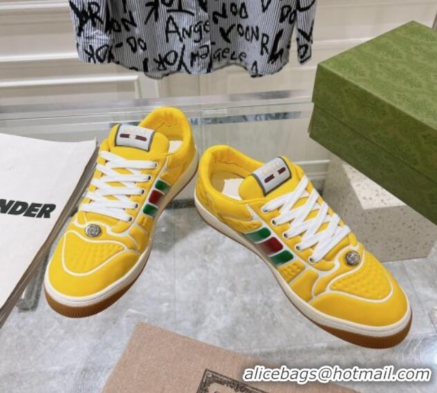 Unique Style Gucci Screener Trainer Sneakers in Yellow Neoprene with Web 1119119