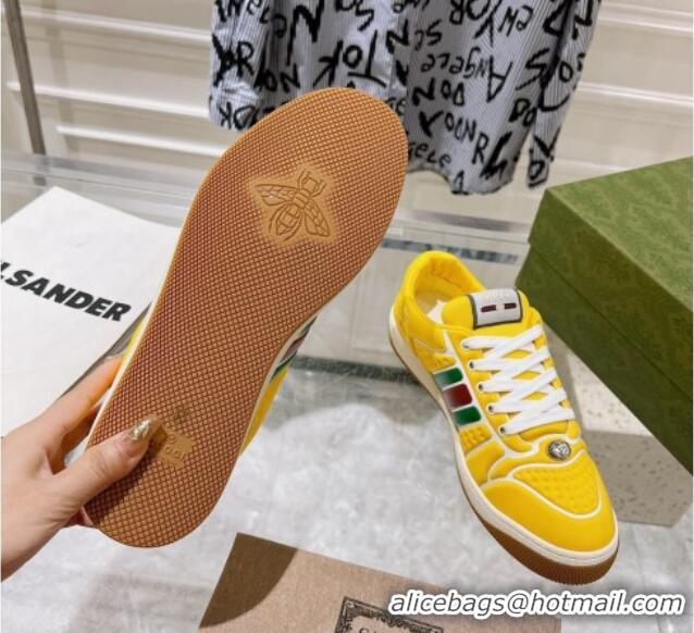 Unique Style Gucci Screener Trainer Sneakers in Yellow Neoprene with Web 1119119