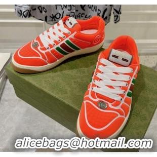 Classic Hot Gucci Screener Trainer Sneakers in Orange Neoprene with Web 1119120