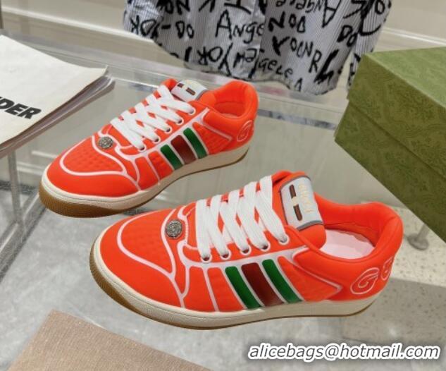 Classic Hot Gucci Screener Trainer Sneakers in Orange Neoprene with Web 1119120