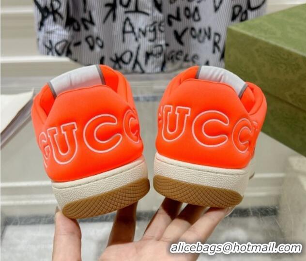 Classic Hot Gucci Screener Trainer Sneakers in Orange Neoprene with Web 1119120