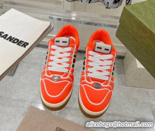 Classic Hot Gucci Screener Trainer Sneakers in Orange Neoprene with Web 1119120