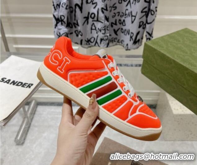 Classic Hot Gucci Screener Trainer Sneakers in Orange Neoprene with Web 1119120