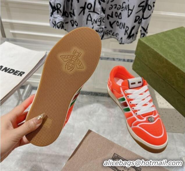 Classic Hot Gucci Screener Trainer Sneakers in Orange Neoprene with Web 1119120