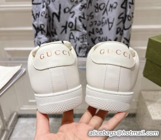 Good Quality Gucci Screener Trainer Sneakers in White GG Leather with Web 1119121