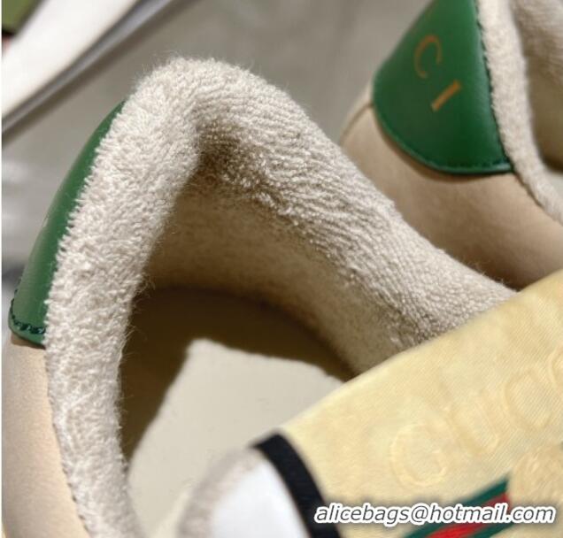 Grade Quality Gucci Vintage Screener Trainer Sneakers in GG Canvas and Leather with Web Green 1119124