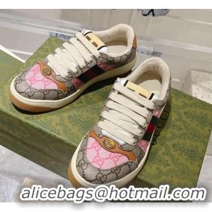 Good Looking Gucci Screener Trainer Sneakers in GG Canvas with Web Beige/Pink 1119133