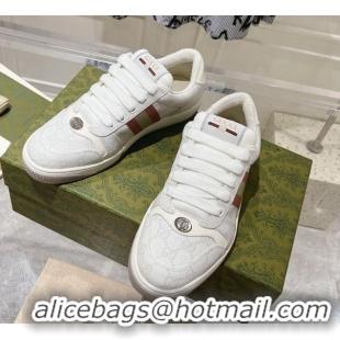 Popular Style Gucci Screener Trainer Sneakers in GG Canvas with Web White 1119134