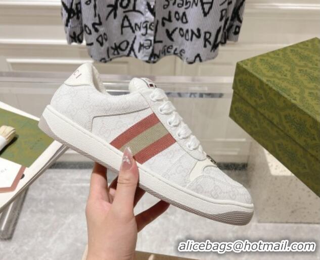 Popular Style Gucci Screener Trainer Sneakers in GG Canvas with Web White 1119134