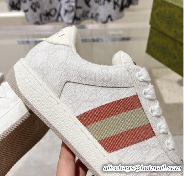 Popular Style Gucci Screener Trainer Sneakers in GG Canvas with Web White 1119134