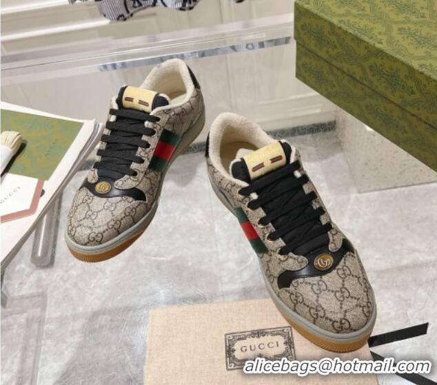 Purchase Gucci Screener Trainer Sneakers in GG Canvas with Web Beige/Black 1119135