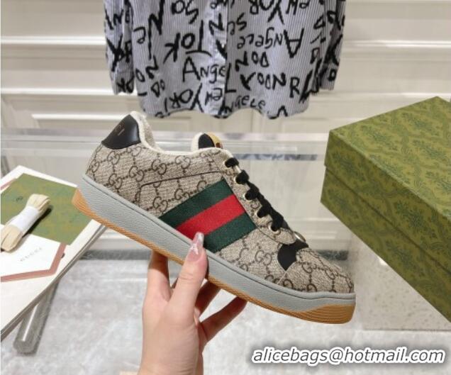 Purchase Gucci Screener Trainer Sneakers in GG Canvas with Web Beige/Black 1119135