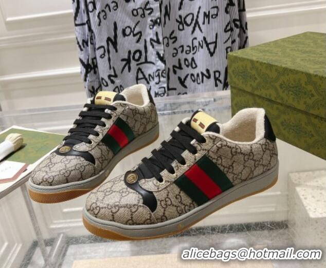 Purchase Gucci Screener Trainer Sneakers in GG Canvas with Web Beige/Black 1119135