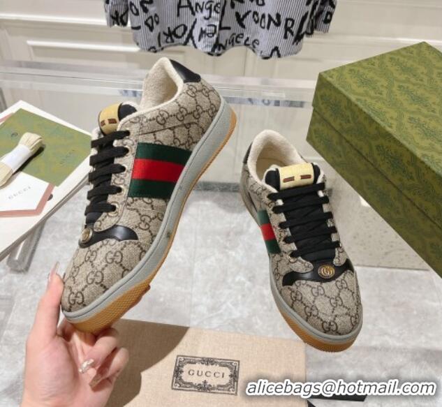 Purchase Gucci Screener Trainer Sneakers in GG Canvas with Web Beige/Black 1119135