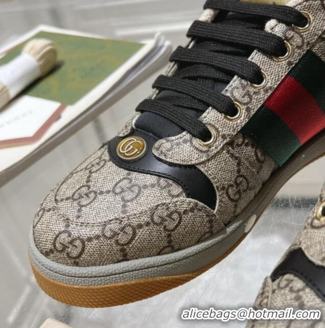 Purchase Gucci Screener Trainer Sneakers in GG Canvas with Web Beige/Black 1119135