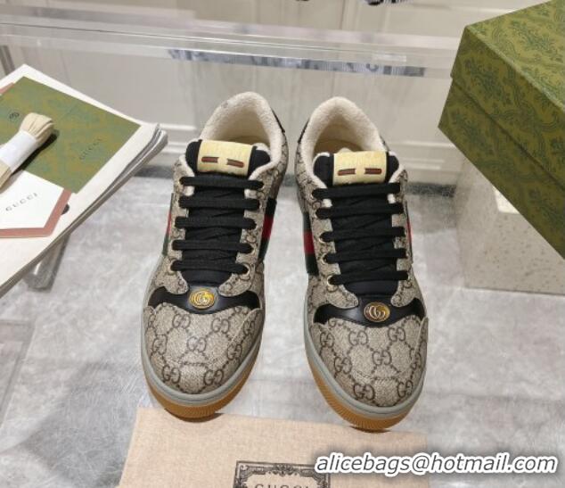 Purchase Gucci Screener Trainer Sneakers in GG Canvas with Web Beige/Black 1119135