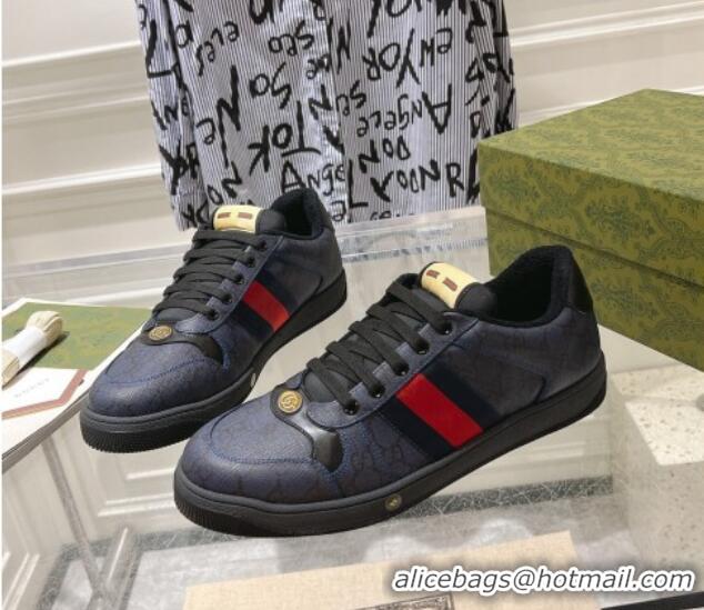 Perfect Gucci Screener Trainer Sneakers in GG Canvas with Web Black 1119136