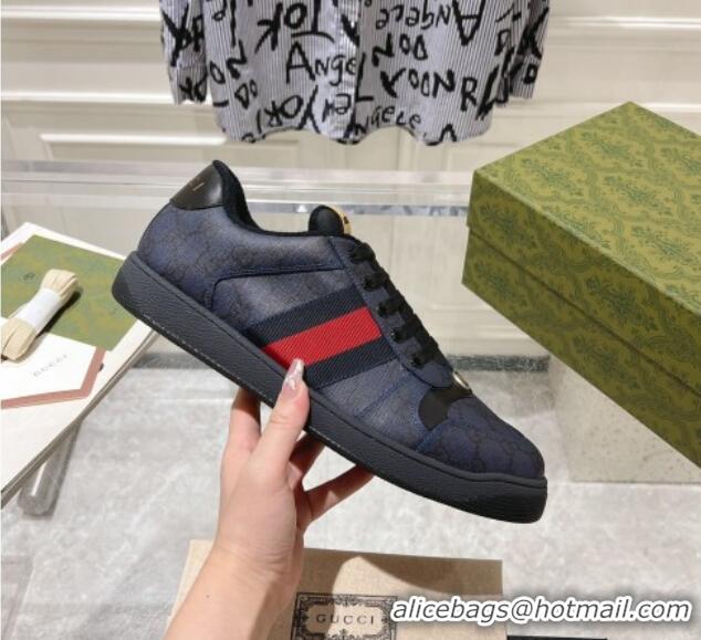 Perfect Gucci Screener Trainer Sneakers in GG Canvas with Web Black 1119136