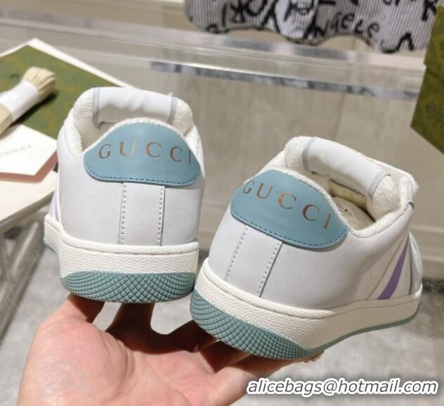 Buy Luxury Gucci Screener Trainer Sneakers in Suede and GG Canvas with Web Light Grey/White 1119145