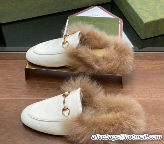 Sumptuous Gucci Patent Leather and Wool Flat Slippers White 1119150