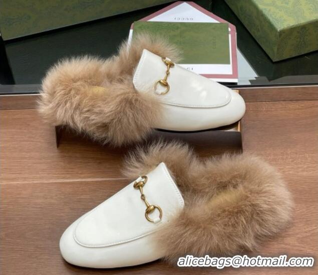 Sumptuous Gucci Patent Leather and Wool Flat Slippers White 1119150