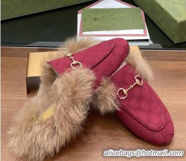 Best Price Gucci GG Canvas and Wool Flat Slippers Red 1119152