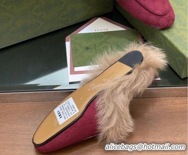 Best Price Gucci GG Canvas and Wool Flat Slippers Red 1119152