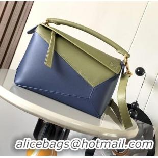 New Design Discount Loewe Small Puzzle Bag Edge Leather Bag 9311L Navy Blue/Dark Green 2025 TOP