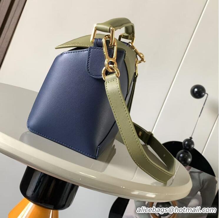 New Design Discount Loewe Small Puzzle Bag Edge Leather Bag 9311L Navy Blue/Dark Green 2025 TOP