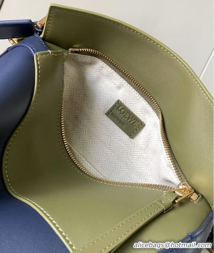 New Design Discount Loewe Small Puzzle Bag Edge Leather Bag 9311L Navy Blue/Dark Green 2025 TOP