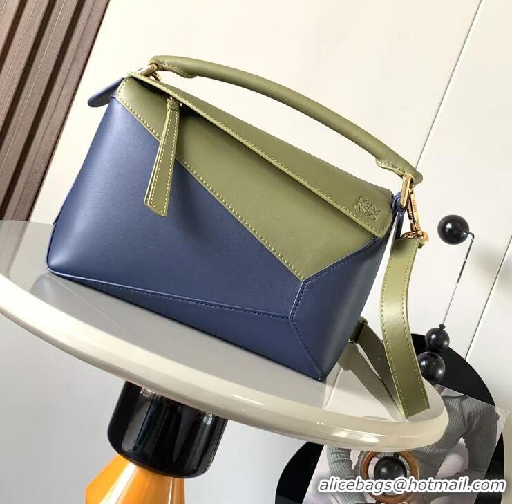 New Design Discount Loewe Small Puzzle Bag Edge Leather Bag 9311L Navy Blue/Dark Green 2025 TOP