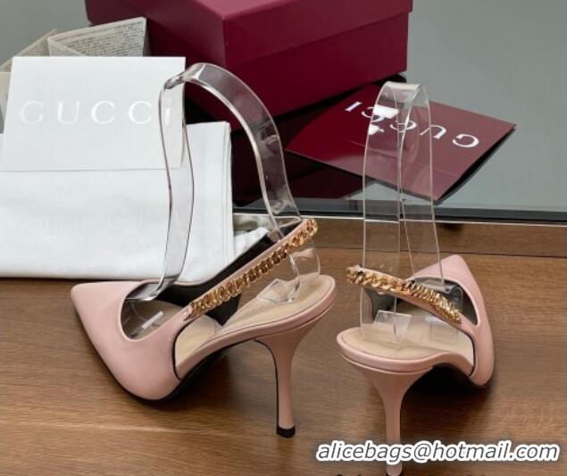 Pretty Style Gucci Signoria Slingback Pumps 10.5cm in Calfskin Leather Light Pink 1119162